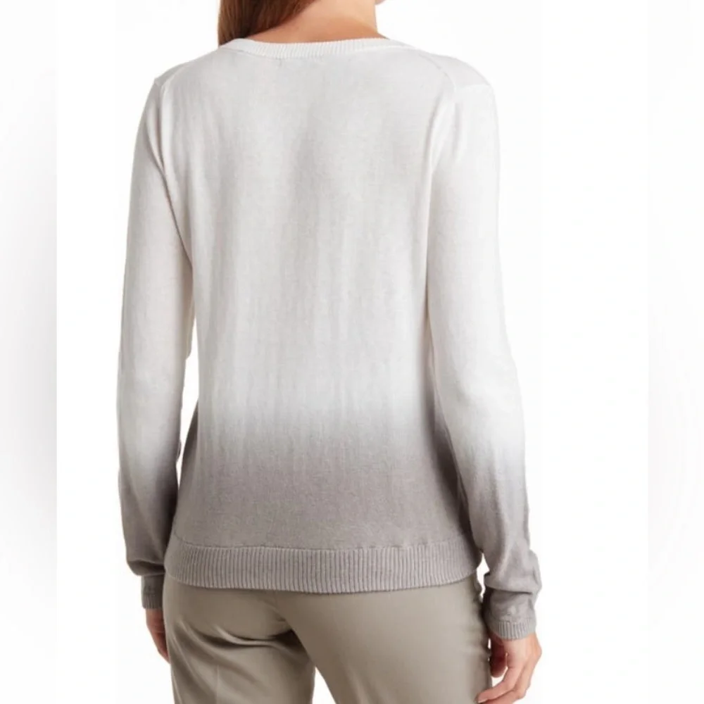 ATM Anthony Thomas Melillo Cotton Cashmere Ombré V-Neck Pullover - Picture 2 of 6